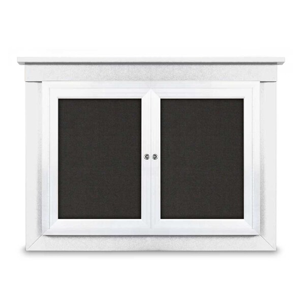 60"x36" 2-Door Enclosed Letterboard, Header, Green Felt/Walnut